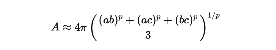 Ellipsoid Surface Area Calculator